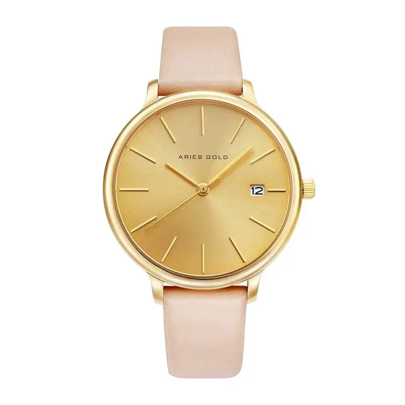 Aries Gold Enchant Fleur Beige Women's Watch - Genuine Leather Strap | L 5035 G-G 1