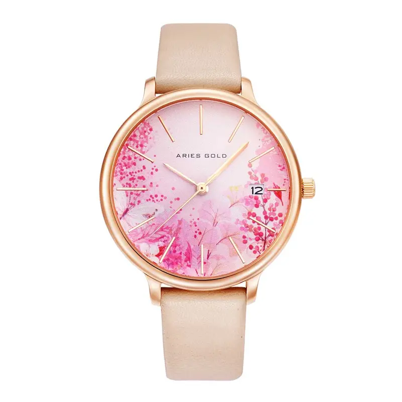 Aries Gold Enchant Fleur Floral Dial Women's Watch - Sapphire Glass | L 5035 Rg-Pkfl 1