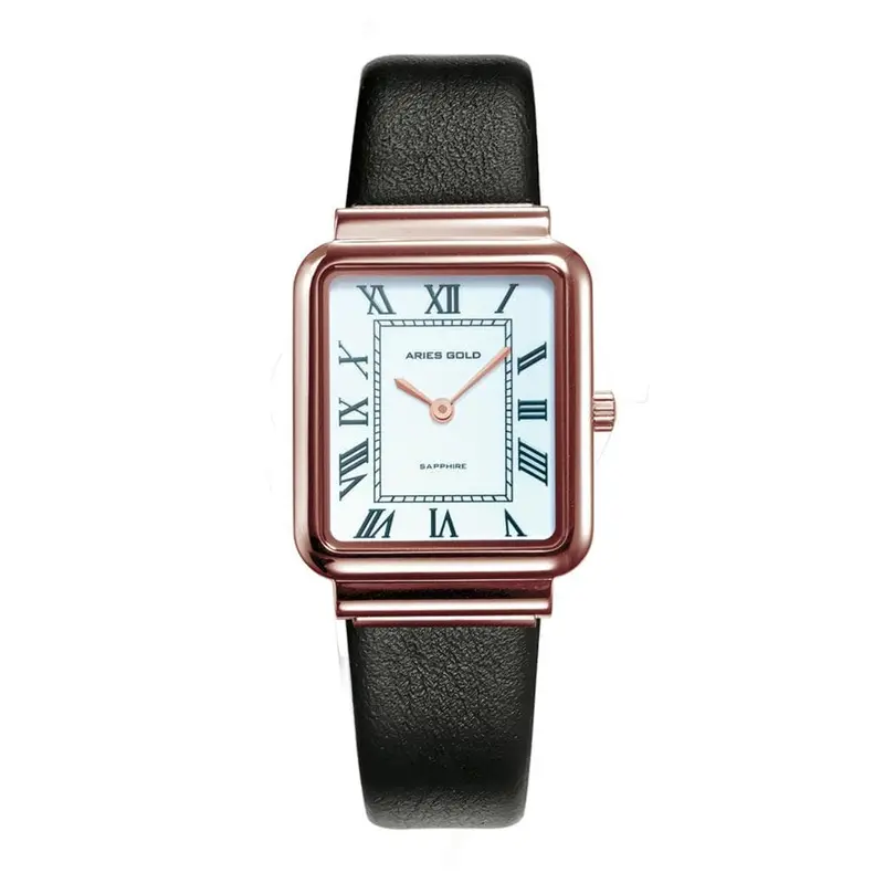 Aries Gold Enchant Isabella Black Women's Watch - Genuine Leather Strap | L 5032Z Rg-W-L 1
