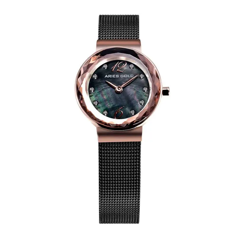 Aries Gold Enchant Jewel Black Women's Watch - Mesh Strap | L 5026 Cf-Bkmop 1