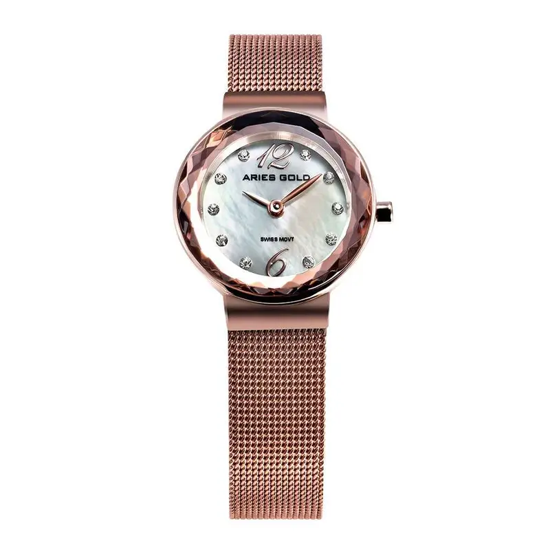 Aries Gold Enchant Jewel Rose Gold Women's Watch - Mesh Strap | L 135 Rd-Mop 1