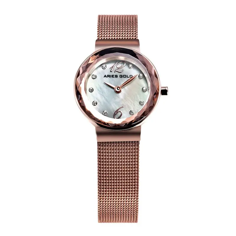Aries Gold Enchant Jewel Rose Gold Women's Watch - Mesh Strap | L 5026 Rd-Mop 1