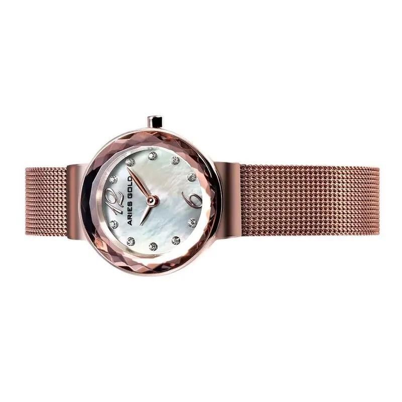 Aries Gold Enchant Jewel Rose Gold Women's Watch - Mesh Strap | L 5026 Rd-Mop 2