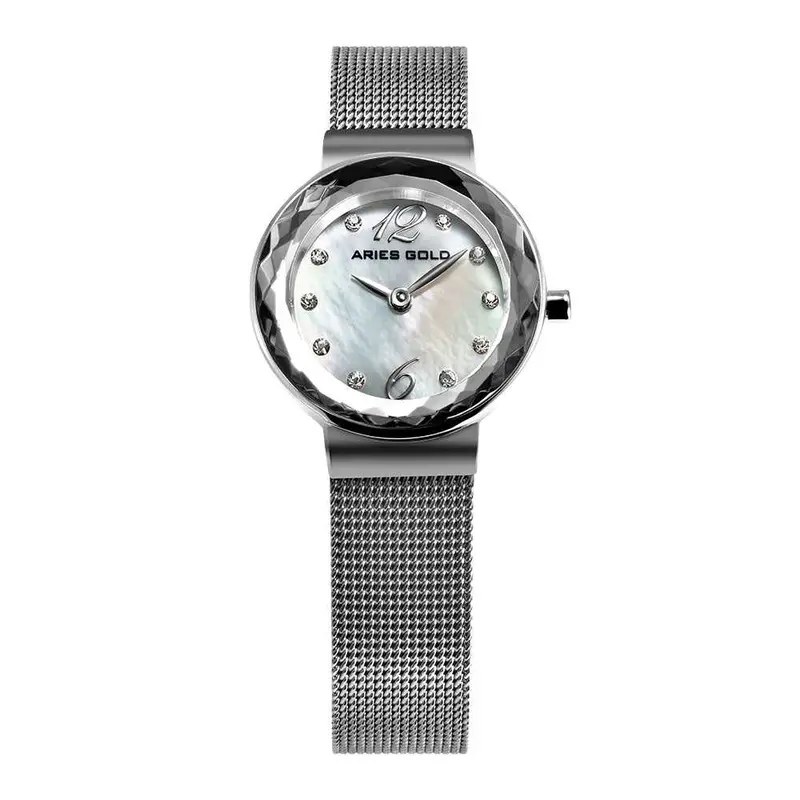 Aries Gold Enchant Jewel Silver Women's Watch - Mesh Strap | L 5026 S-Mop 1