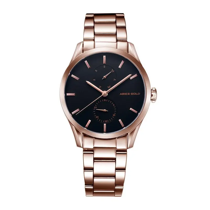 Aries Gold Enchant Liberty Rose Gold Women's Watch - Dual Time | L 5031 Rg-Bk 1