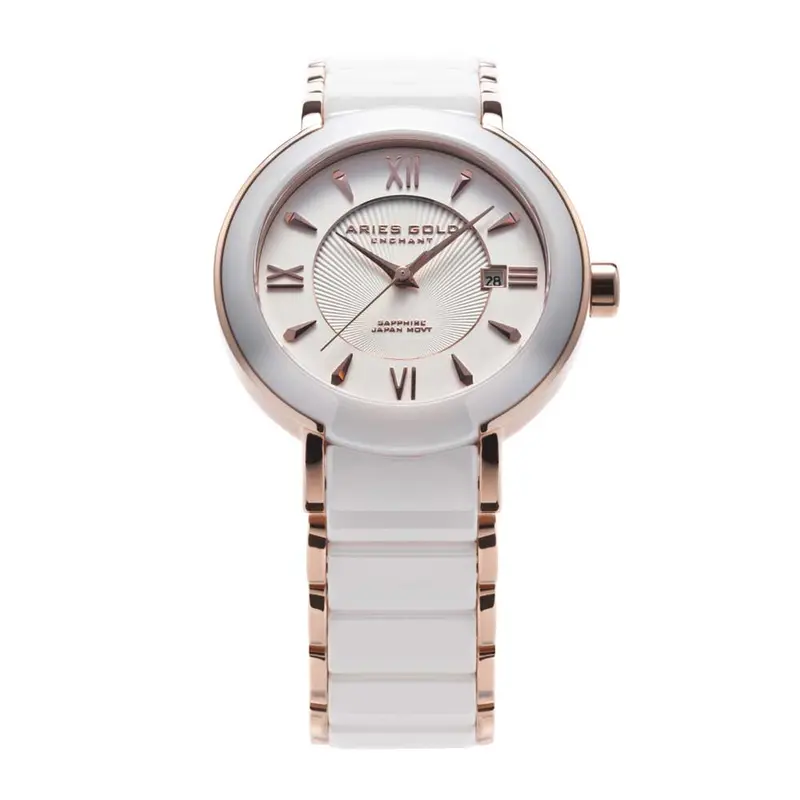 Aries Gold Enchant Lumina White Women's Watch - Ceramic Inlay | L 8146L Rd-White 1