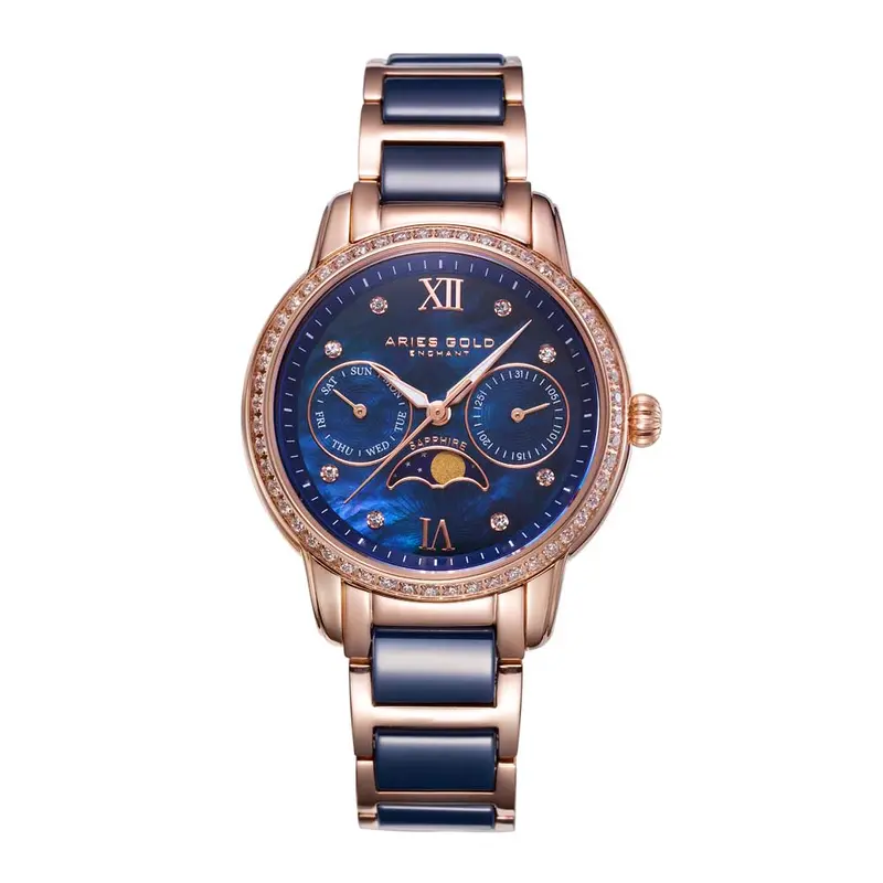 Aries Gold Enchant Luna Blue Women's Watch - Ceramic Inlay | L 58010L Rg-Bump 1