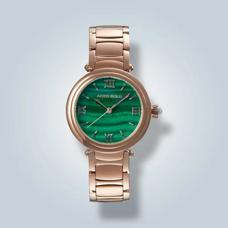 Aries Gold Eterna Gem Green Dial Women's Watch - Sapphire Glass | L 5019 Rg-Gnmal 1