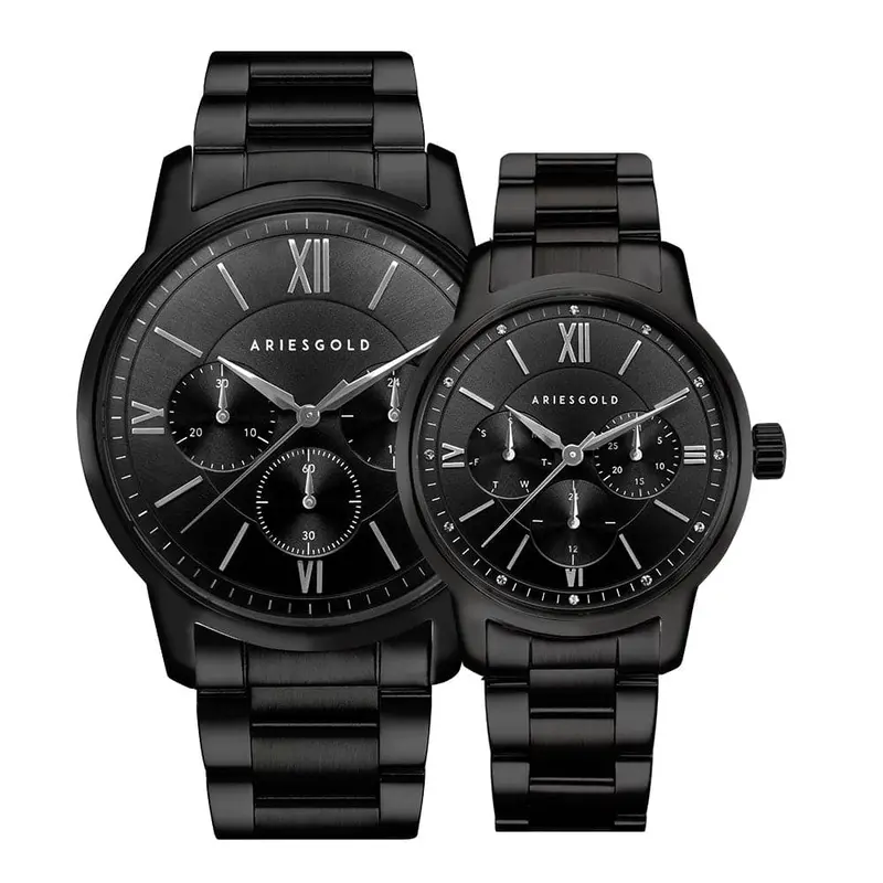 Aries Gold Eternal Black Couple's Watch - Multifunction | G 1027 & L 1028 Bk-Out 1