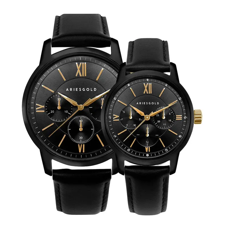 Aries Gold Eternal Black Couple's Watch - Multifunction | G 1027 & L 1028 Bkg-Bkg 1