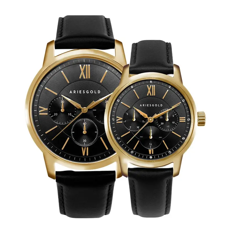 Aries Gold Eternal Black Couple's Watch - Multifunction | G 1027 & L 1028 G-Bkg 1