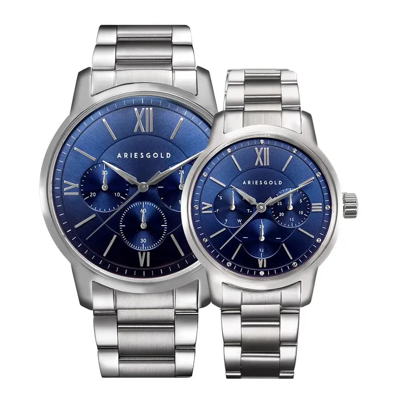 Aries Gold Eternal Silver Couple's Watch - Multifunction | G 1027 & L 1028 S-Bu 1