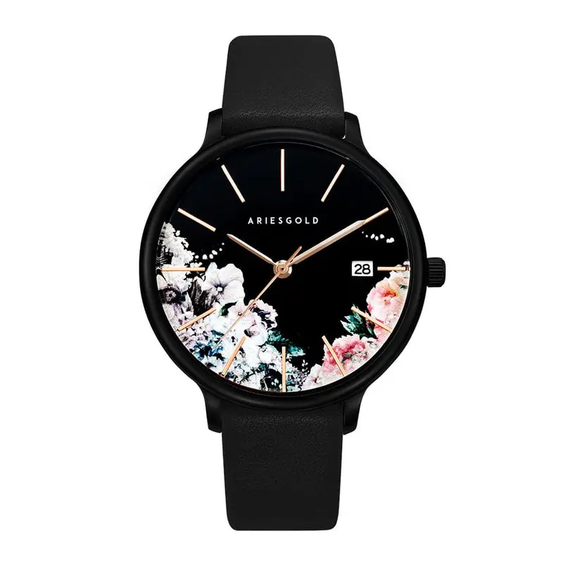 Aries Gold Fleur Black Women's Watch - Floral Dial | L 5035A Bk-Bkfl 1