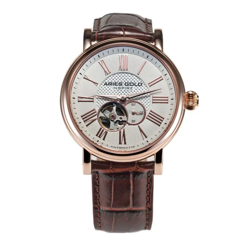 Aries Gold Gauntlet Brown Men's Watch - Open Heart | G 902 Rg-Wrg 1