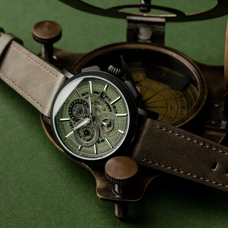 Aries Gold Hawk Green Men's Watch - Chronograph | G 7018 Bk-Gn 2