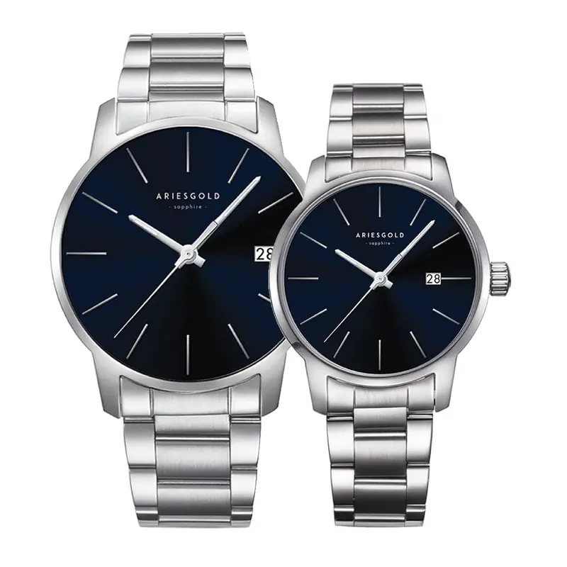 Aries Gold Infinity Silver Couple's Watch - Sapphire Glass | G 1029 & L 1030 S-Bu 1