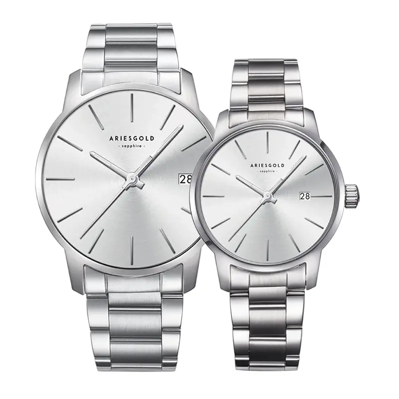 Aries Gold Infinity Silver Couple's Watch -Stainless Steel Strap | G 1029 & L 1030 S-S 1