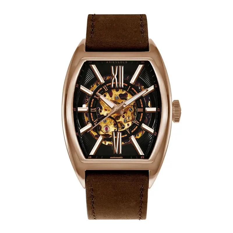 Aries Gold Infinum Cruiser Brown Men's Watch - Skeleton Dial | G 9018 Rg-Bk 1