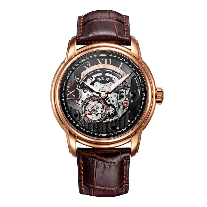 Aries Gold Infinum El Toro Brown Men's Watch - Skeleton Dial | G 9005A Rg-Bk 1