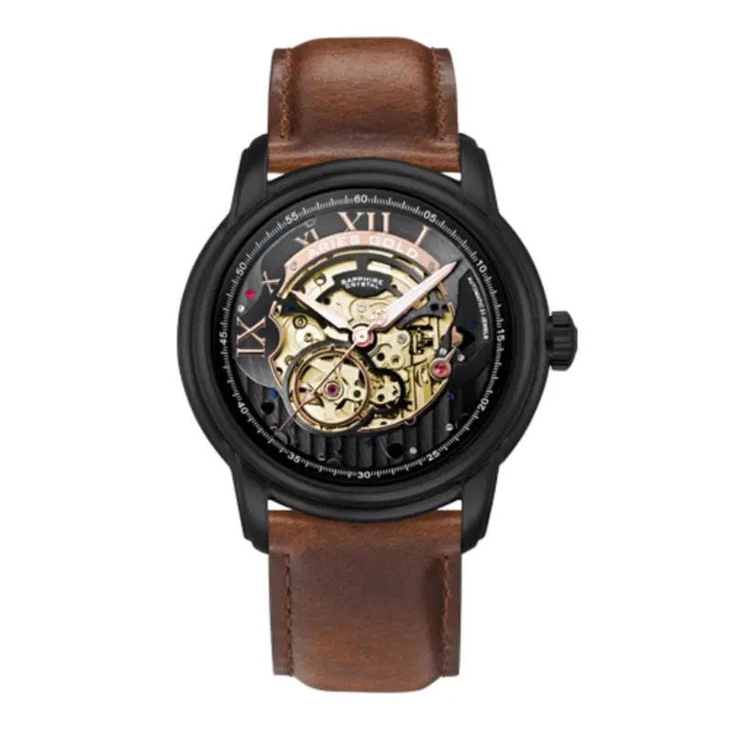 Aries Gold Infinum El Toro Brown Men's Watch - Skeleton Dial | G 9005G Bk-Bk 1