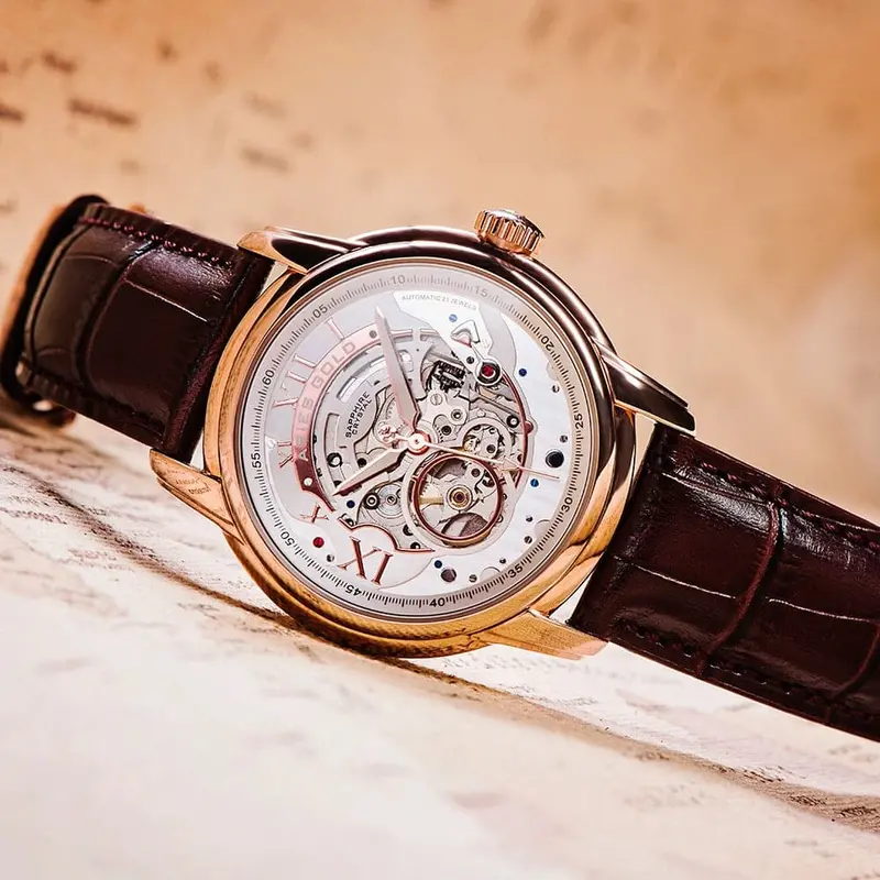 Aries Gold Infinum El Toro Brown Women's Watch - Skeleton Dial | G 9005 Rg-S 2