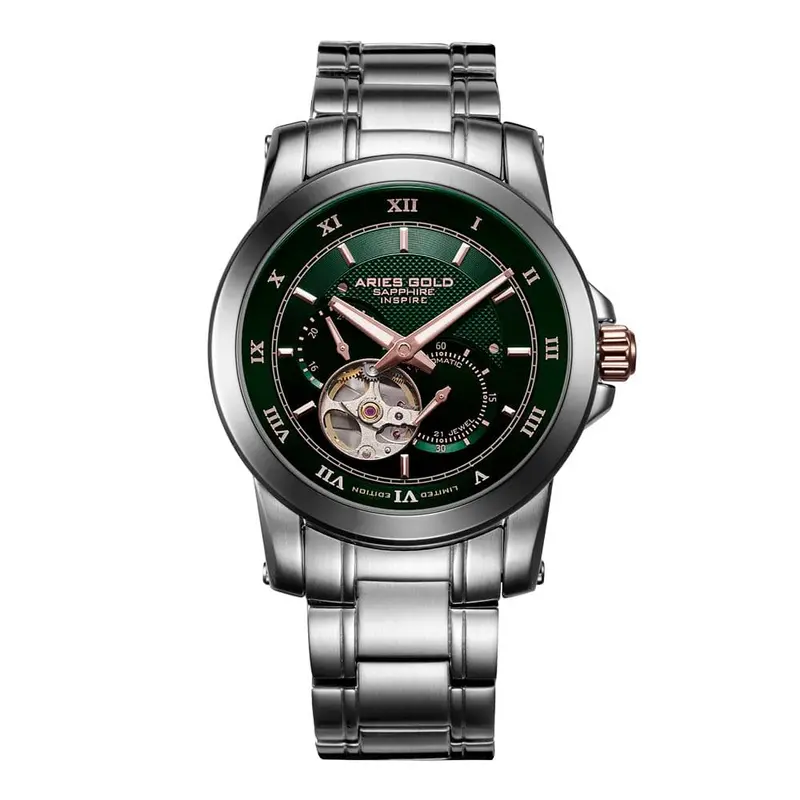 Aries Gold Infinum Forza Green Dial Men's Watch - Open Heart | G 9001 2Trg-Gnrg 1