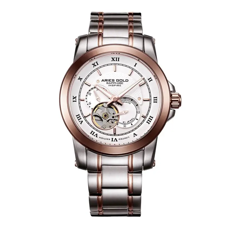 Aries Gold Infinum Forza Silver Men's Watch - Open Heart | G 9001 2Trg-2Trg 1