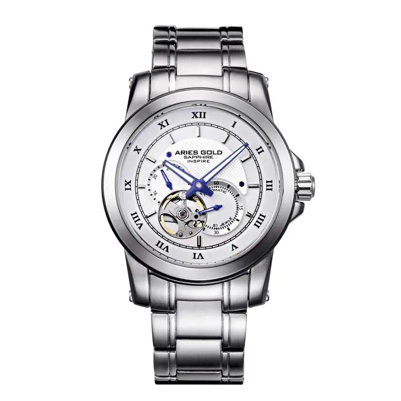 Aries Gold Infinum Forza Silver Men's Watch - Open Heart | G 9001 S-W 1