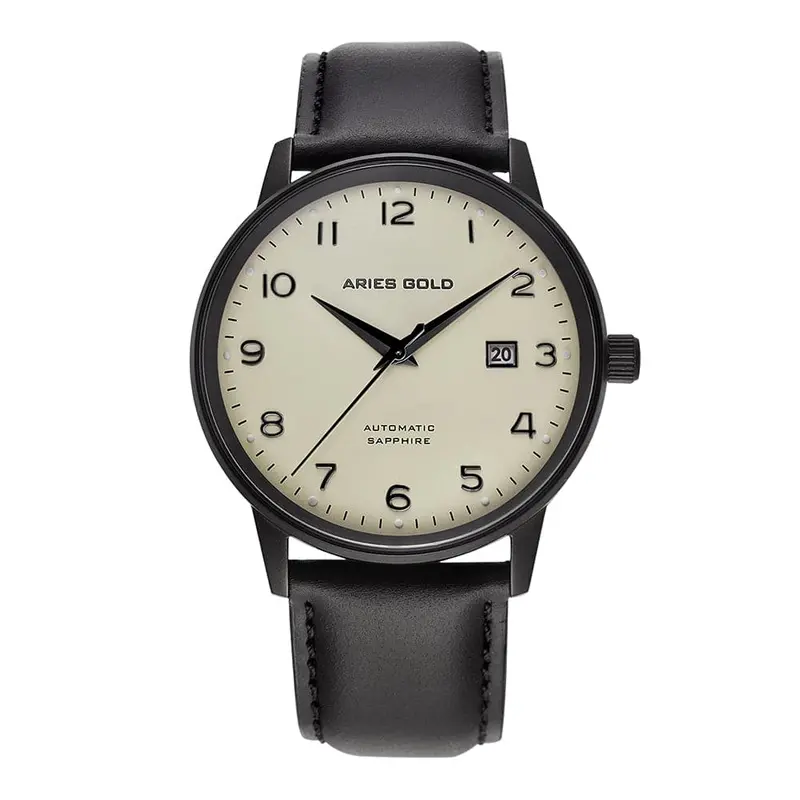 Aries Gold Infinum Odyssey Black Men's Watch - Genuine Leather Strap | G 9010 Bk-Bei 1