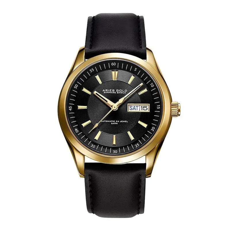Aries Gold Infinum President Black Men's Watch - Genuine Leather Strap | G 9004 G-Bk 1