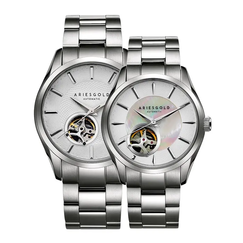 Aries Gold Inspira Silver Couple's Watch - Open Heart | G 9022 & L 9023 S-W 1