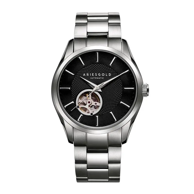 Aries Gold Inspira Silver Men's Watch - Open Heart | G 9022 S-Bk 1