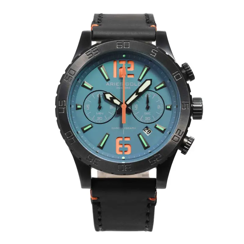 Aries Gold Inspire Black Men's Watch - Dual Time | G 706 Bk-Buor 1