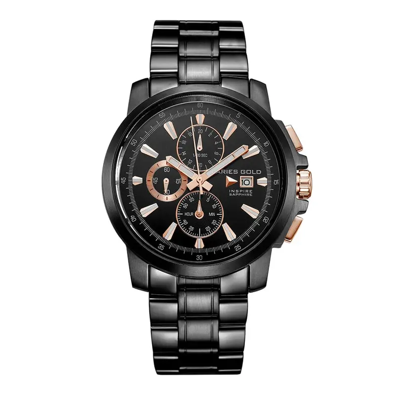 Aries Gold Inspire Contender Black Men's Watch - Chronograph | G 7301 Bkr-Bkrg 1