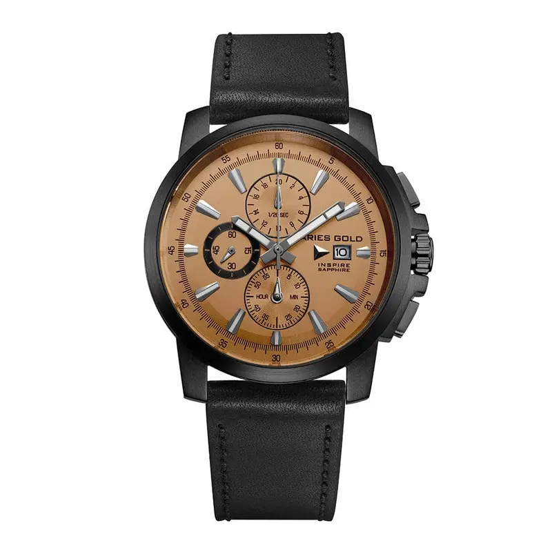 Aries Gold Inspire Contender Black Men's Watch - Chronograph | G 7301A Bk-Br 1