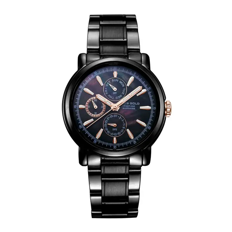 Aries Gold Inspire Contender Black Women's Watch - Chronograph | B 7302 Bkr-Bkrg 1