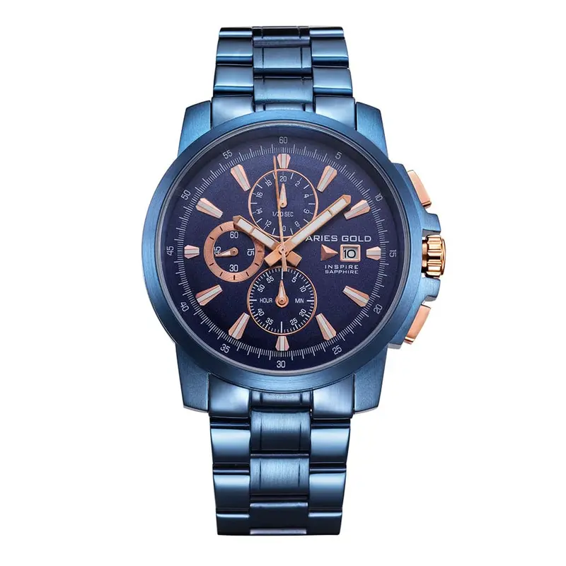 Aries Gold Inspire Contender Blue Men's Watch - Chronograph | G 7301 Bu-Burg 1