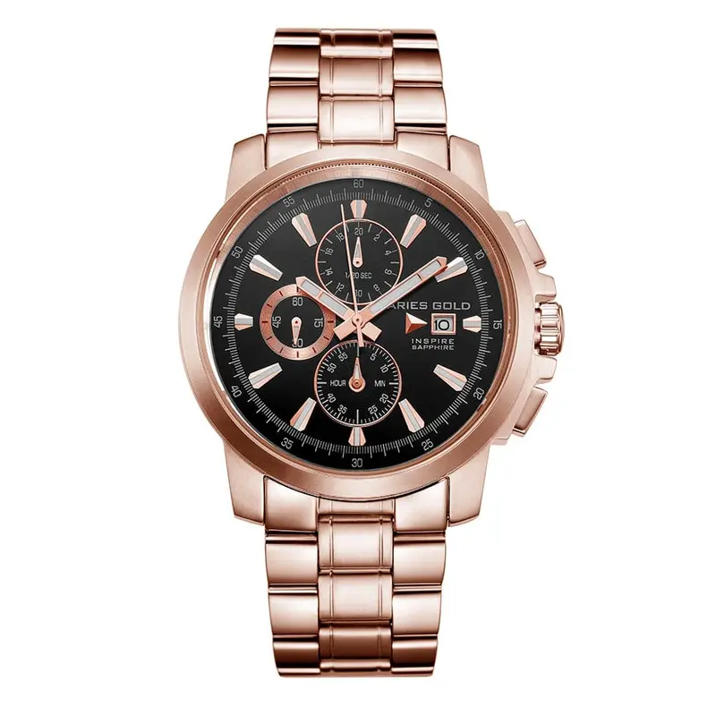 Aries Gold Inspire Contender Rose Gold Couple's Watch - Chronograph | G 7301 & B 7302 Rg-Bkrg 1
