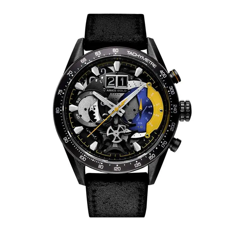 Aries Gold Jolter Black Men's Watch - Chronograph | G 7008 Bk-Yw 1