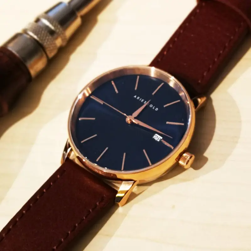 Aries Gold La Oro Blue Dial Men's Watch - Genuine Leather Strap | G 9026 Rg-Bu 2