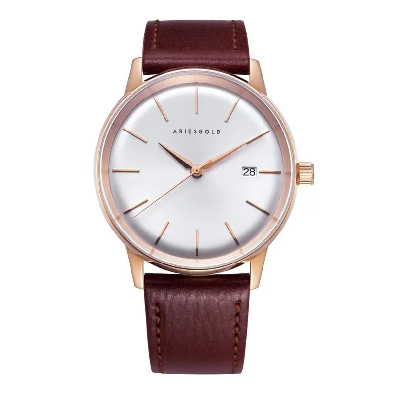 Aries Gold La Oro Brown Men's Watch - Genuine Leather Strap | G 9026 Rg-Srg 1