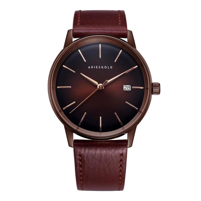 Aries Gold La Oro Red Men's Watch - Genuine Leather Strap | G 9026 Cf-Cf 1