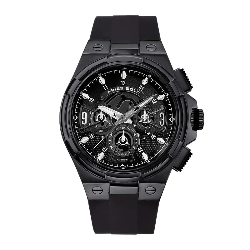 Aries Gold Lightning Black Men's Watch - High Tech Silicon Strap | G 7016 Bk-Bk 1