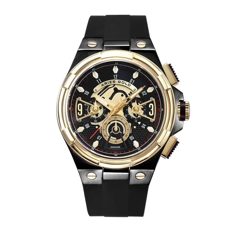 Aries Gold Lightning Black Men's Watch - High Tech Silicon Strap | G 7016 Bkg-Bkg 1