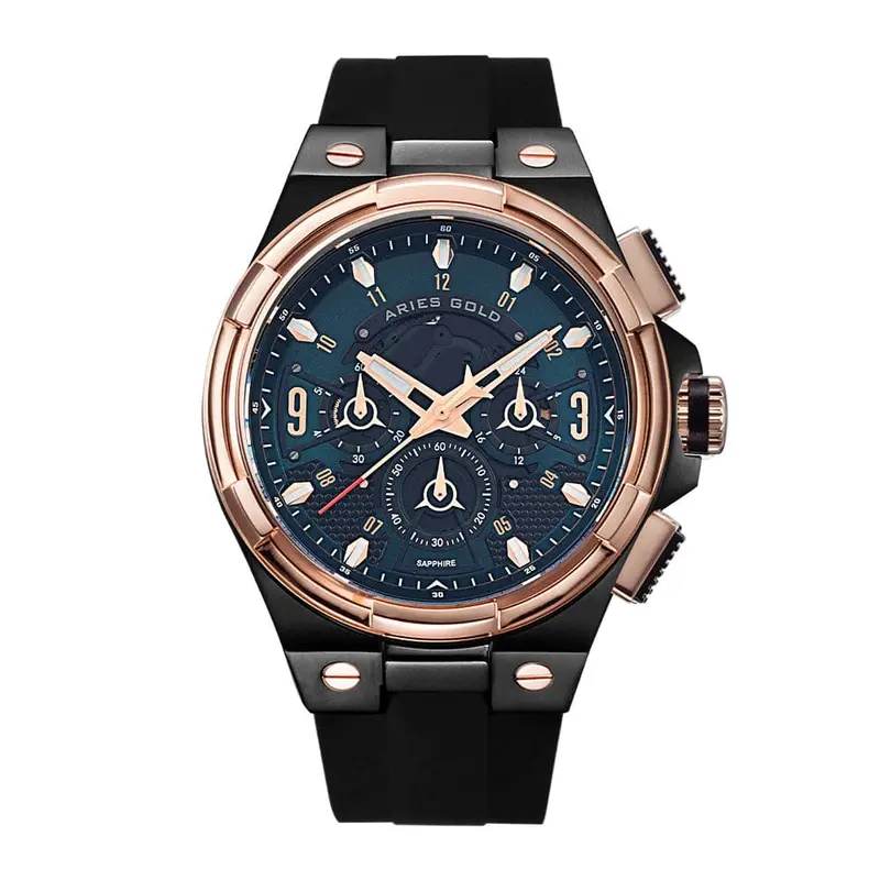 Aries Gold Lightning Black Men's Watch - High Tech Silicon Strap | G 7016 Bkrg-Bkgn 1