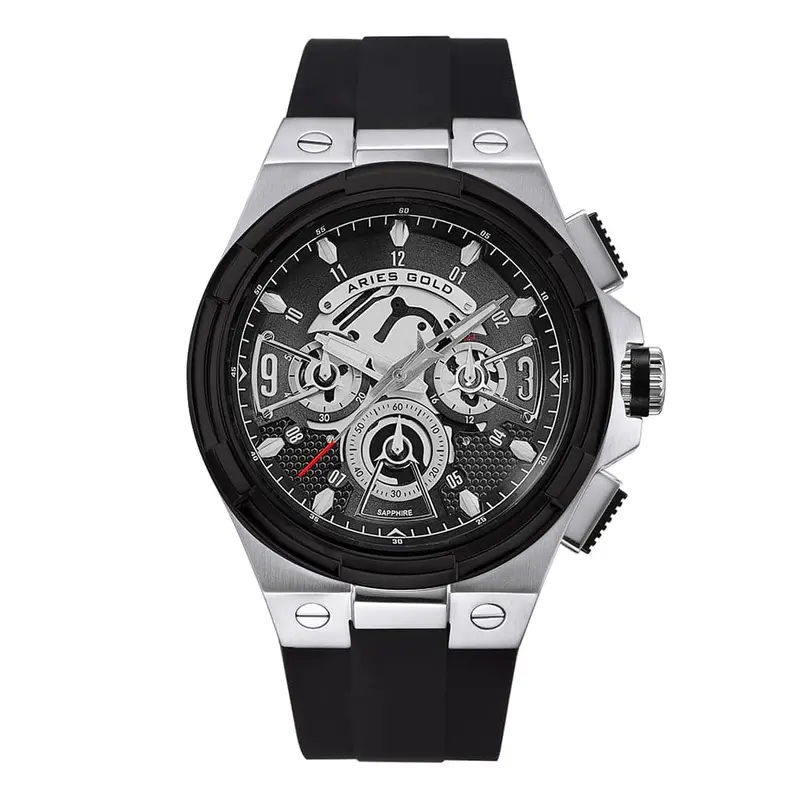 Aries Gold Lightning Black Men's Watch - High-Tech Silicon Strap | G 7016 Sbk-Bk 1