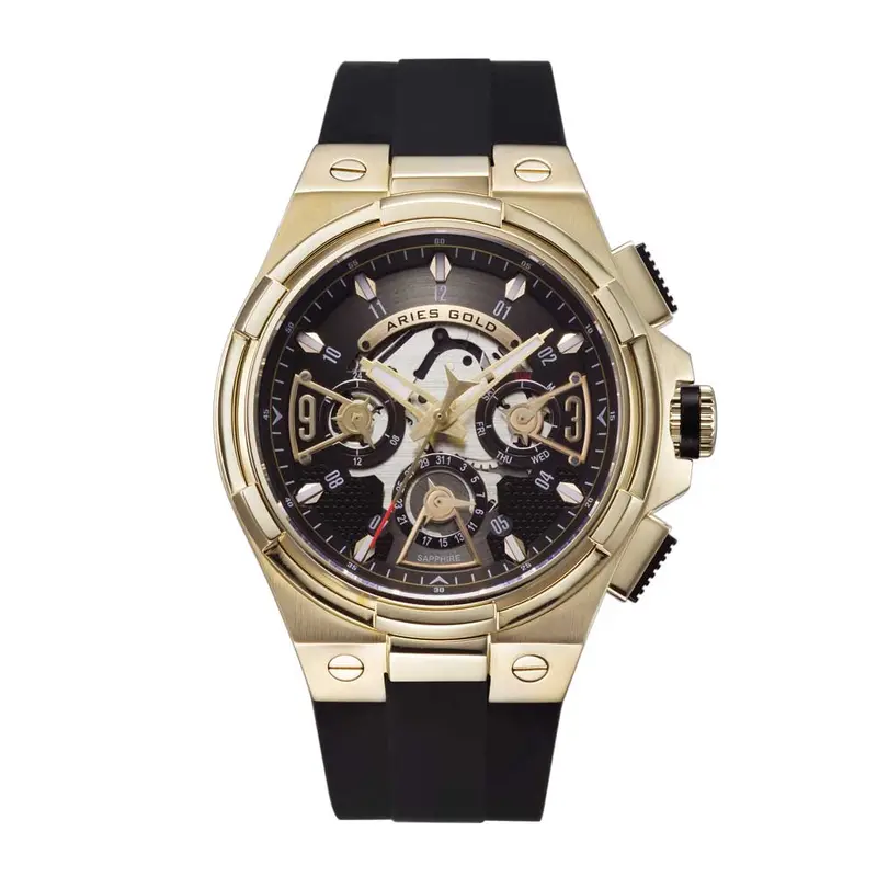 Aries Gold Lightning Gold Men's Watch - Hi-Tech Synthetic Strap | G 7003 G-Bkg 1