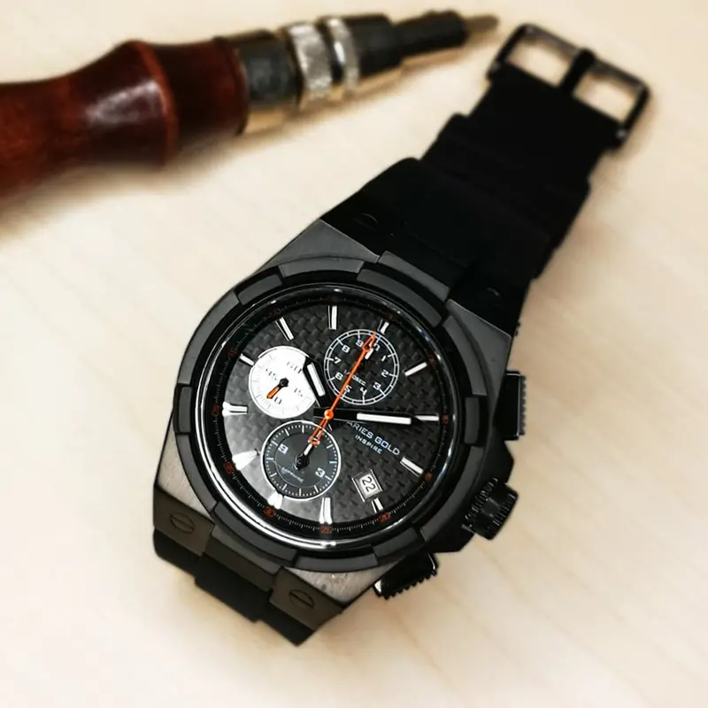 Aries Gold Monarch Black Men's Watch - Chronograph | G 7312 Bk-Bkor 2