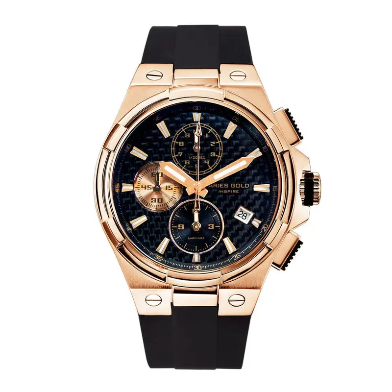 Aries Gold Monarch Black Men's Watch - Chronograph | G 7312 Rg-Bkrg 1