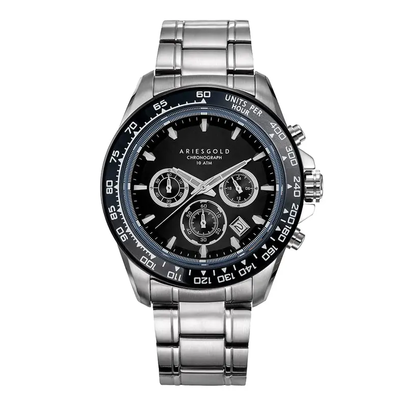 Aries Gold Monza Silver Men's Watch - Chronograph | G 7024 Sbk-Bk 1